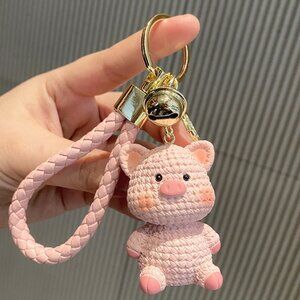 Cute pig key yarn delicate animal keychain bag charm
